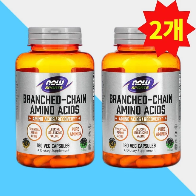 [2개] 나우푸드 BCAA 120정 류신 이소류신 발린 분지사슬 아미노산 운동전후, 2개 - 쿠팡
