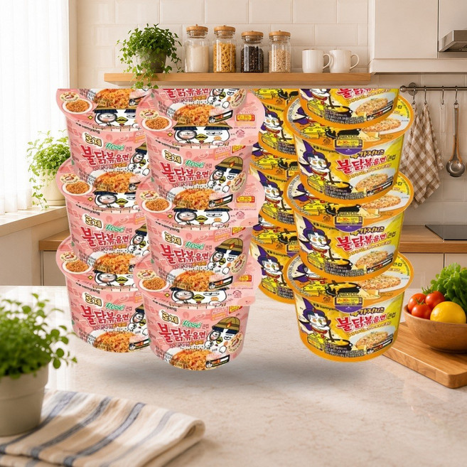 삼양 큰컵 4가지치즈불닭볶음면 8입 + 로제불닭볶음면 8입, 16개