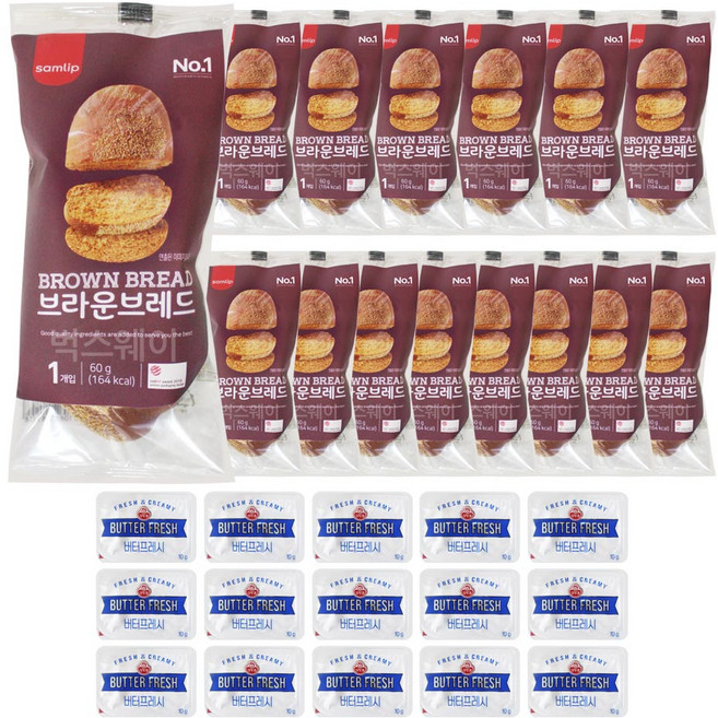 벅스웨이 브라운브레드 15개+버터후레시 15개, 1.05kg, 1개