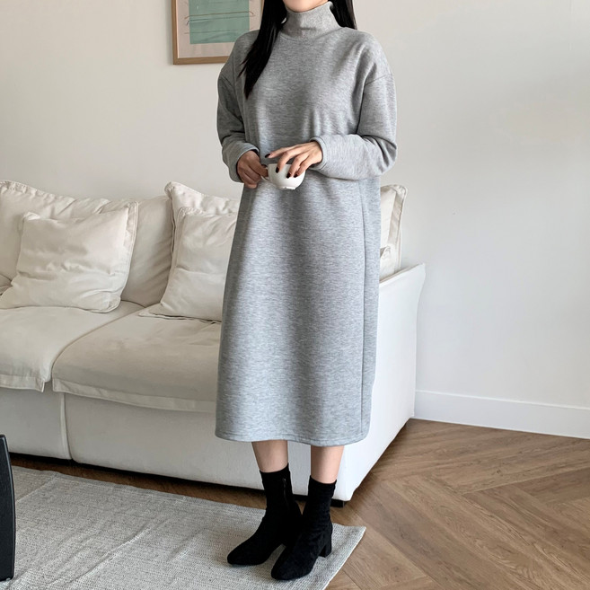 더한땀 여성 빅사이즈 기모 목폴라 원피스 임부복