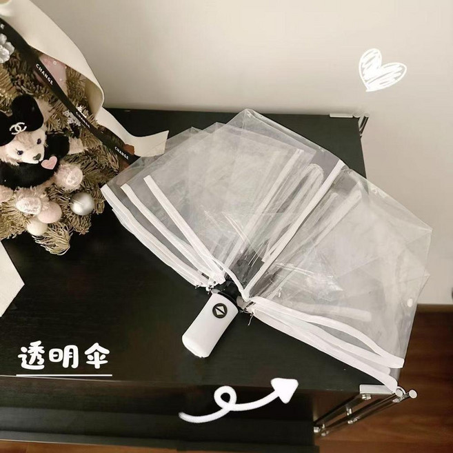 全自動三折透明摺疊雨傘