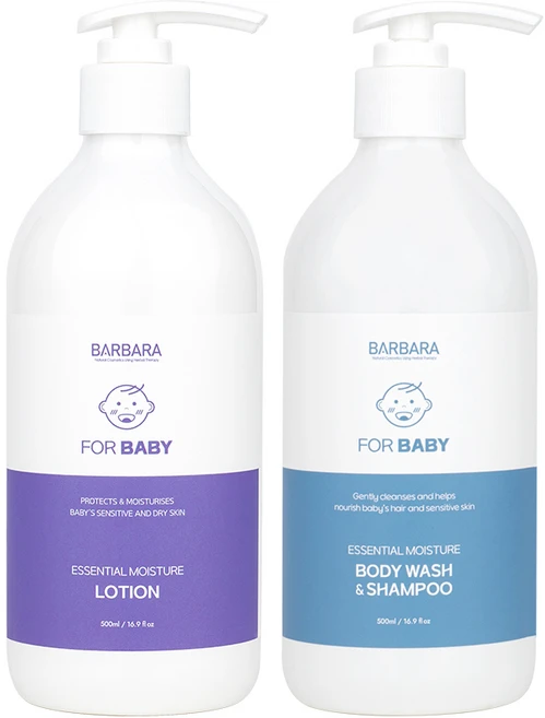 바르바라 피부 건조 가려움 완화 유아용 로션 500ml + 워시 500ml, 1세트 - 쿠팡