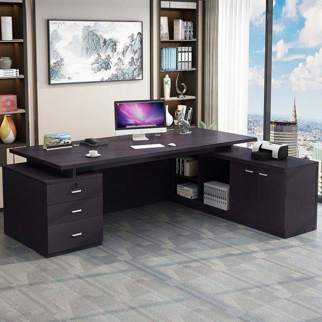 고급 사무실컴퓨터책상 업무용 ㄱ자사무용책상 1인용 수납테이블, A03(오른쪽)