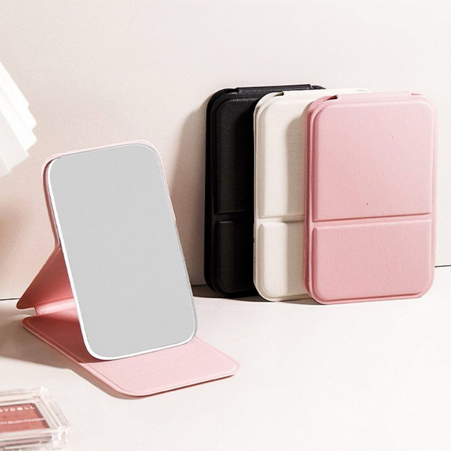 휴대용 예쁜 거울 손 미러 사각 접이식 포켓 8790EA 1(EA), 블랙