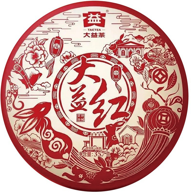 大益普洱熟茶 357g 大益紅 2301, 1個, 片