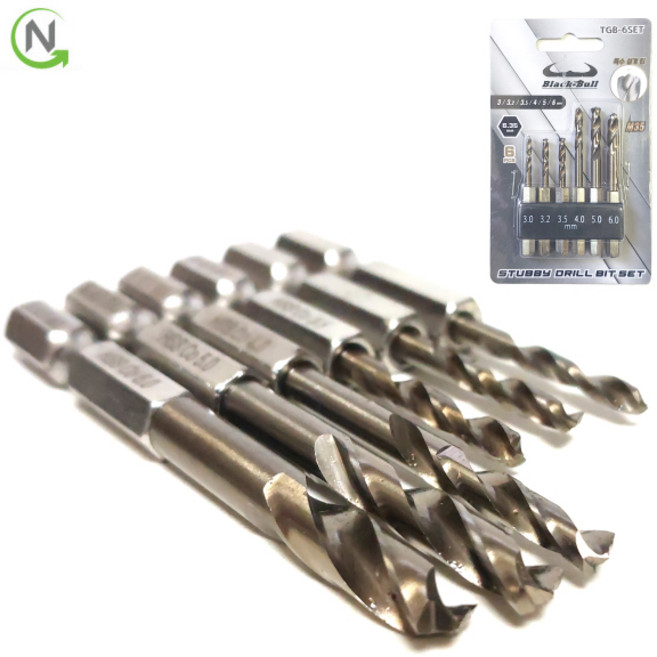 블랙불 스텐 용 코발트 기리 6종세트 TGB-6S 드릴날 드릴 비트 홀카타 홀커터 홀컷터 철기리, 1세트