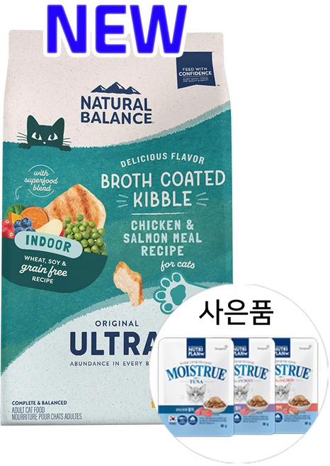 내추럴발란스 울트라 인도어 그레인프리 6.8kg + 뉴트리플랜 모이스트루 파우치 80g, 닭, 1개 - 쿠팡