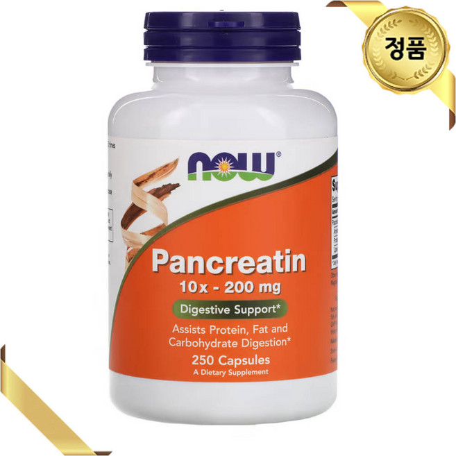 Now Pancreatin 10X 200mg 나우 판크레아틴 췌장효소 10X 200mg 250캡슐, 1개, 250정