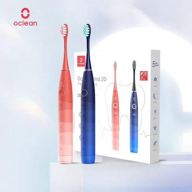 성인용 Oclean 커플 전동 칫솔 150일 배터리 수명 음파 전동 칫솔 5가지 모드 IPX7 방수 2D 찾기, 01 F2D 2 pieces