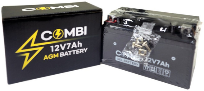 비버125 트랜스 VF100 미라쥬125 트로이125 밀폐형무보수 AGM배터리 12V7A, 1개, 콤비배터리12V7Ah