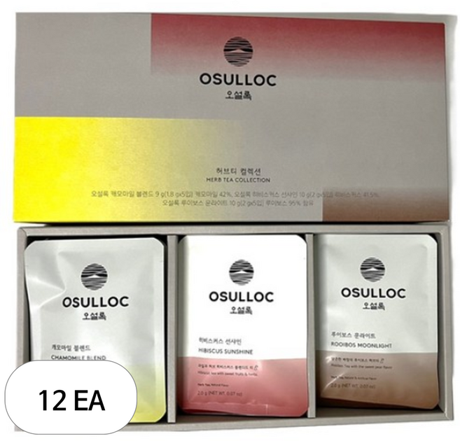 오설록 허브티 컬렉션 3종 x 5p 세트, 캐모마일 블렌드 + 히비스커스 선샤인 + 루이보스 퓨어, 12세트