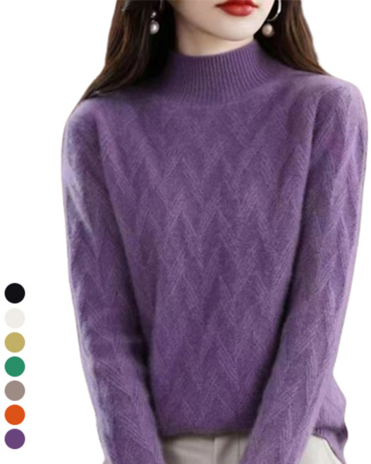 [당일출고]KAQIA 여성 겨울니트 티 긴팔 반폴라 스웨터 MY003