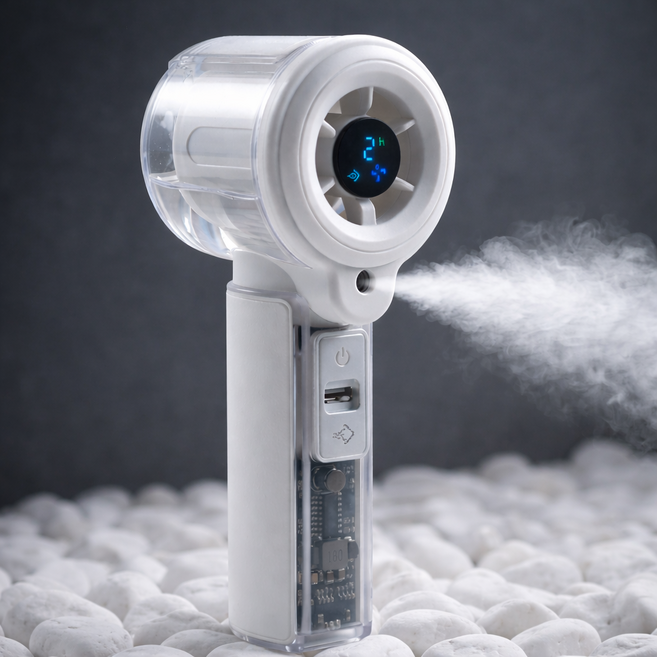 [안개분사] 파인큐브 100단 쿨링 미스트 휴대용 냉각 선풍기 충전식 캠핑, 화이트, COOL-MIST