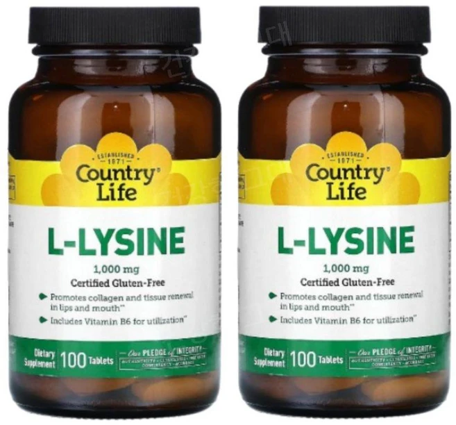 Country Life L-라이신 1000mg L-Lysine, 100정, 2개 - 쿠팡
