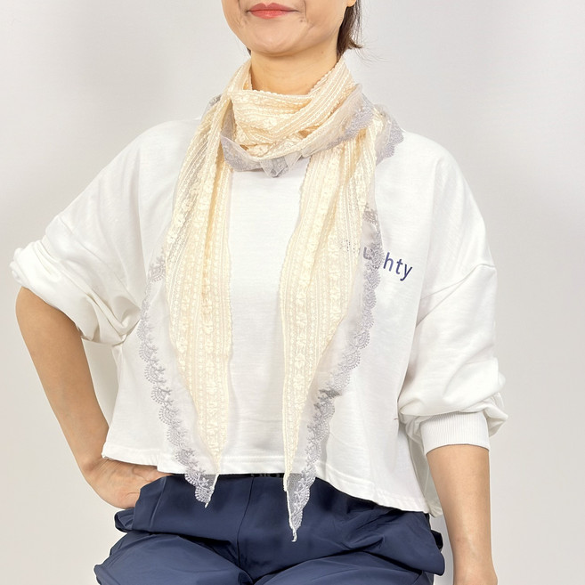 여성 레이스 삼각 스카프 봄 여름 얇은 패션 롱 스카프