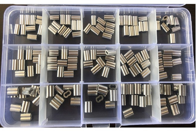 알루미늄 8자 클립 쌍슬리브 세트 - 1.2mm / 1.5mm / 2.0mm 와이어용 - 150개입, 1세트