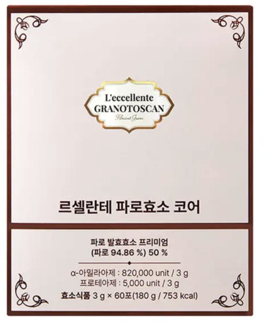 그레인온 르셀란테 파로효소 코어 3g x 60포 저분자 곡물소재 고구마 맛 1일 1포, 180g, 1박스