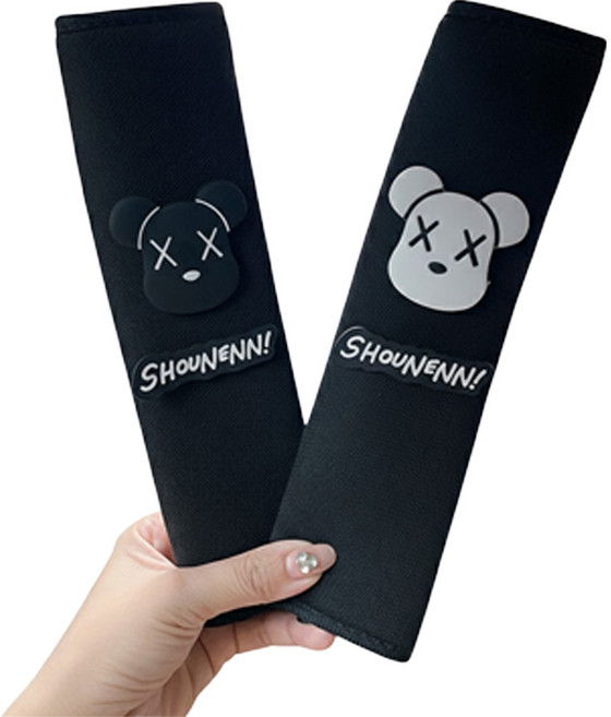 오드상회 귀여운 안전벨트가드 안전벨트클립커버 안전벨트커버, 1세트, 03흑과백곰돌이