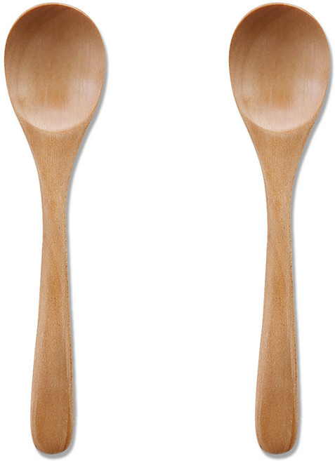 리숲 나무 미니스푼 우드 요거트 아이스크림 꿀 커피 스푼 대, 2개, 너도밤나무