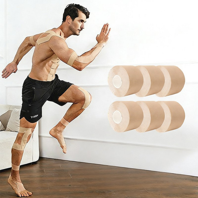 호밍사이 스포츠테이핑 키네시올로지 테이핑 키네시오테이프 클라이밍 러닝 발목테이핑 스포츠 테이핑 테이프 6P, 6개