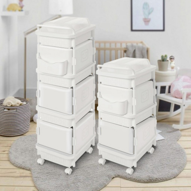 포켓형 기저귀 정리함 다용도 이동식 정리함 유아용품 원포켓 미니포켓 3단 4단, 화이트_홀더 반투명, 미니포켓3단, 1개