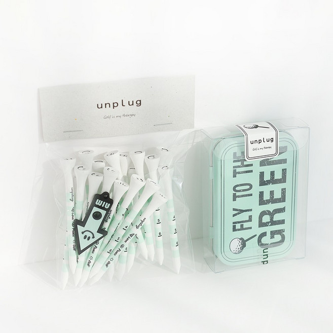 unplug 스마일 골프 롱티 틴케이스 세트, 1세트, Mint Green