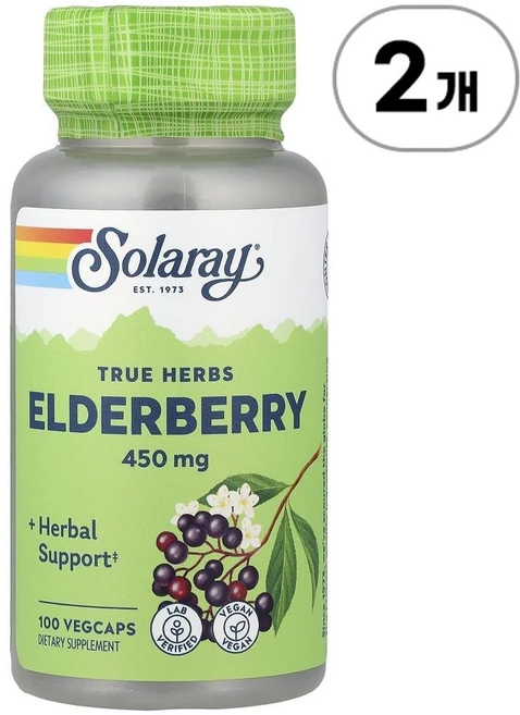 솔라레이 트루 허브 엘더베리 Solaray True Herbs Elderberry 100정, 2개 - 쿠팡