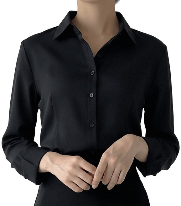 로로비 여성 슬림핏 셔츠 구김없는 화이트 블랙 하늘색 핑크 블라우스 와이셔츠 RB0002