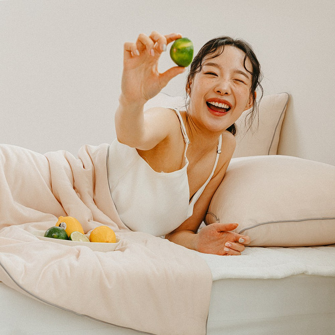 냉감 여름 쿨 베개커버 2p, 아몬드 크림