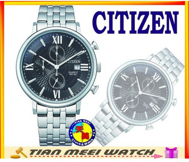 CITIZEN 星辰 AN3610-71E 三眼計時石英錶 天美鐘錶