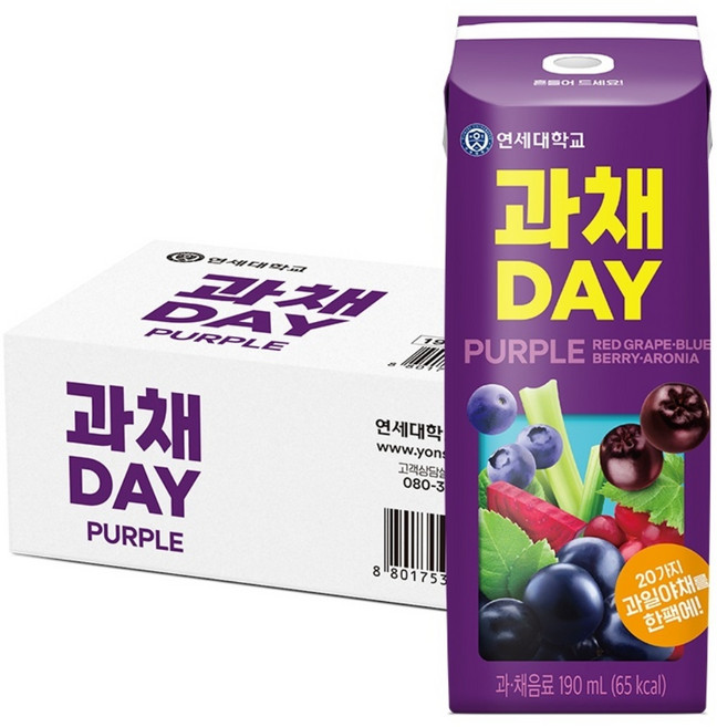 연세유업 과채데이 음료 퍼플, 190ml, 24개