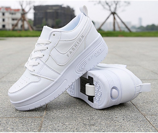 휠리스 힐리스운동화 바퀴달린신발 롤러슈즈 더블휠 롤러 스케이트, 화이트