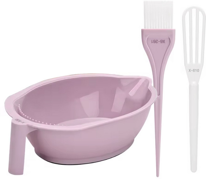 루시피 셀프 헤어 뿌리 염색 도구 3종 세트 핑크 (염색볼+염색솔+스파츌라), 1개