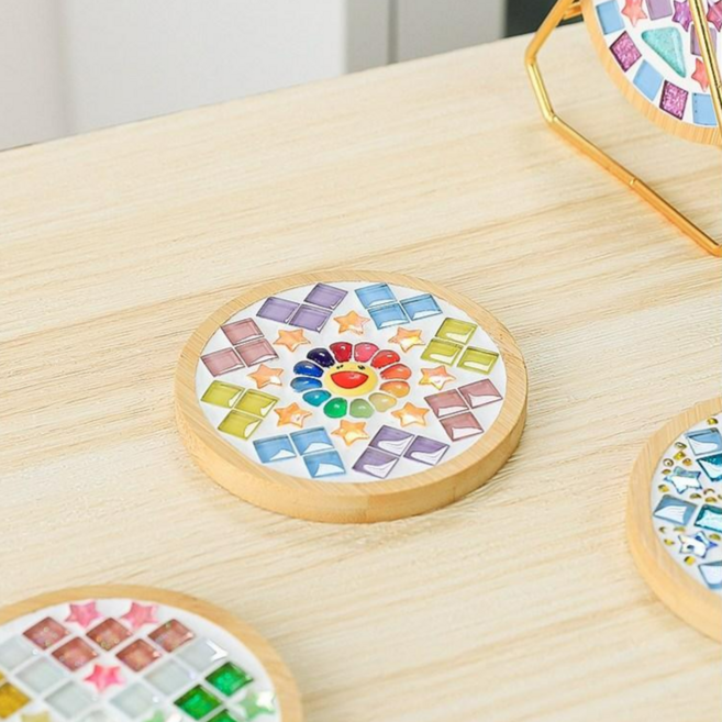 우드 타일 티코스터 만들기 세트, 스마일