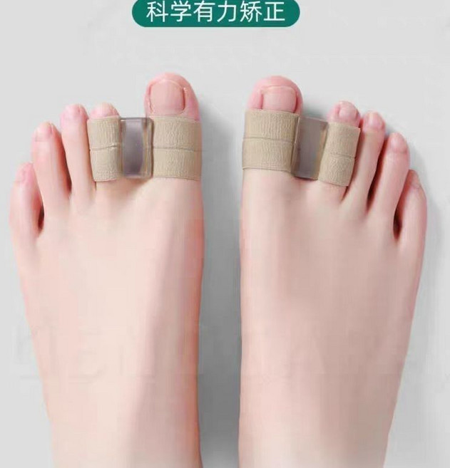 纤维双孔脚趾分趾器拇指外翻大脚骨重叠趾分离器脚趾套矫形器男女, 4個