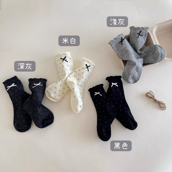 【AYTA愛搭】波點蝴蝶結中筒童襪 可愛風女童襪 安全止滑男童襪 多款可選學生襪 讓寶貝穿得舒適又時尚