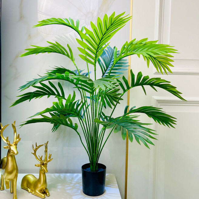 北歐風 模擬綠植盆栽 龜背竹 裝飾擺件, 70CM散尾葵盆栽 帶黑色配重底座 不含花籃 70釐米, 1件