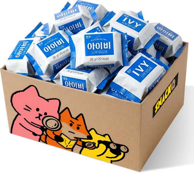 스낵큐 해태제과 아이비 36개(개별포장) 대용량과자 낱개포장 사무실 간식, 36개, 26g