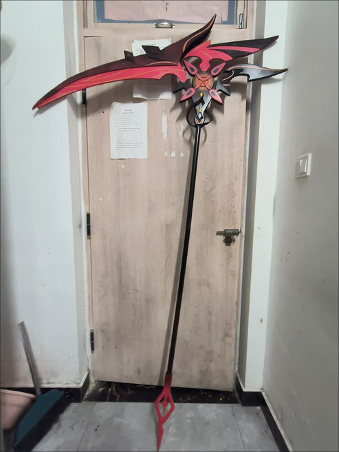原神 僕人 阿蕾奇諾 cos道具 武器 鐮刀 長矛 PVC+木質 180cm, 如圖所示, 1個