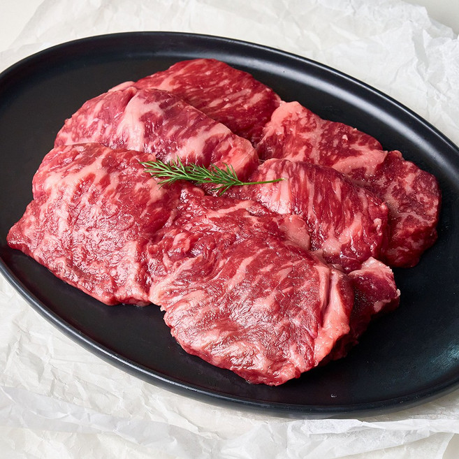 [한우이츠] 한우 1++ 채끝등심 스테이크 소고기 캠핑 바베큐, 5개, 300g