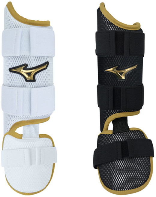 미즈노 야구 프로 풋가드 타자보호대 380465, 1개, 화이트/옐로우