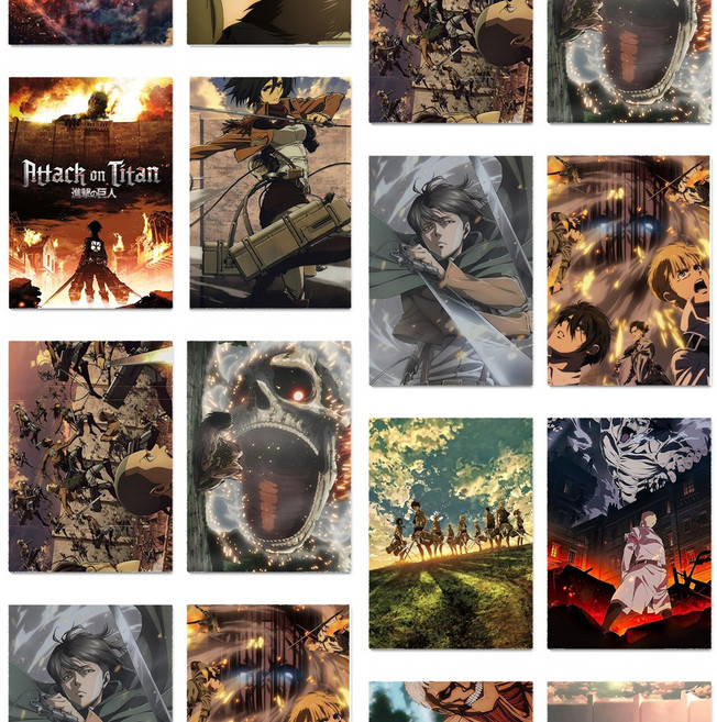 빈티지 레트로 진격의거인 인테리어 포스터 총30종 3종세트, no2, a3, 크라프트(빈티지브라운)