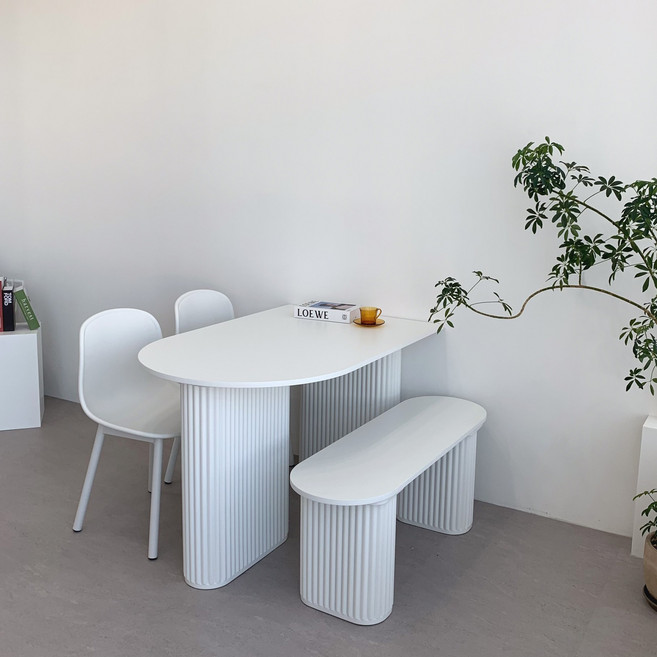 다은담다 화이트 템바보드 반타원 테이블 1200 단품/방문설치