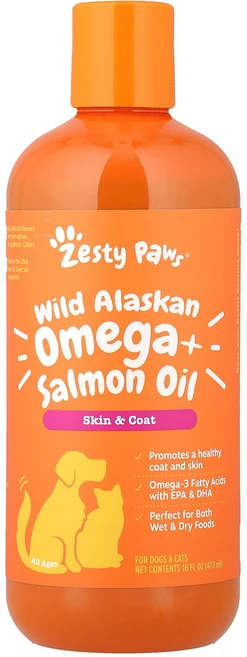 Zesty Paws 야생 알래스카 오메가 + 연어 오일 반려견 및 반려묘용 모든 연령 473ml(16fl oz) Paws (제스티 포즈), Zesty Paws, 야생 알래스카 오메가 + 연어 오 - 쿠팡