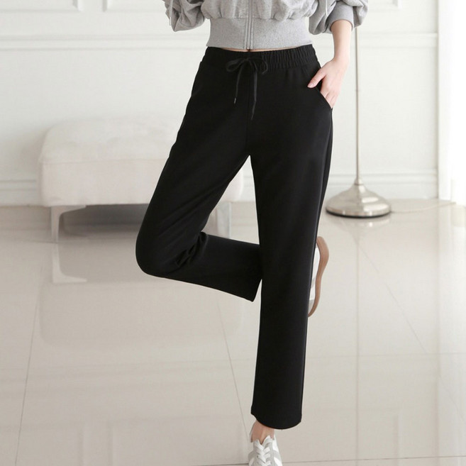 여성용 밴딩 일자 스판 트레이닝 바지 무지