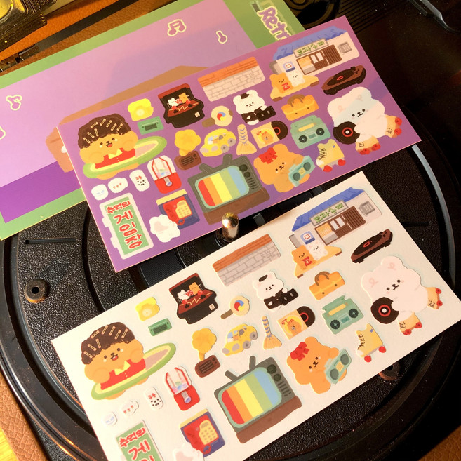 소리샘으로연결 모과모찌 레트로 씰스티커