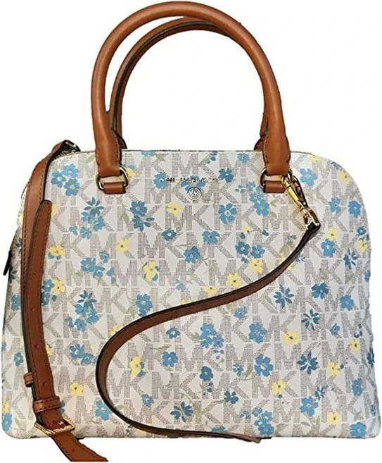 마이클 바닐라 러기지 돔 시그니처 로고 플로럴 레더 트림 사첼백 5603742