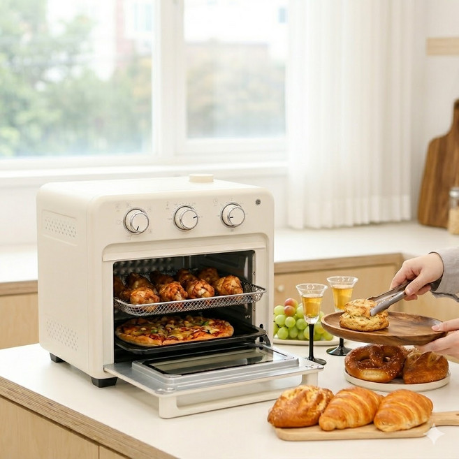 독일 베르만 올스텐 저소음 스팀 에어프라이어 오븐 15L, 아이보리, DN15G-M-K10H15