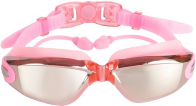 요거꾹 김서림 방지 귀마개 일체형 미러 수경, 핑크, 1개