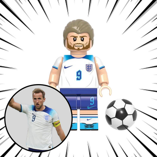 축구선수 호환블럭 브릭미니피규어 컬렉션 취미/수집/장식/컬렉션용 커스텀 호환 블록피겨 시리즈 C, 1개, FB-C08. 해리 케인